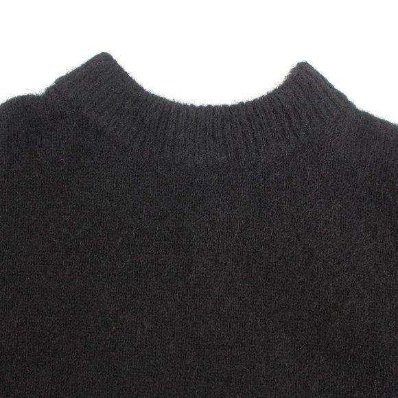 Black Mohair Sweater Puffy Sleeves Boxy Oversized Fluffy Knit Tall Ribbed Cuffs - Picture 6 of 14